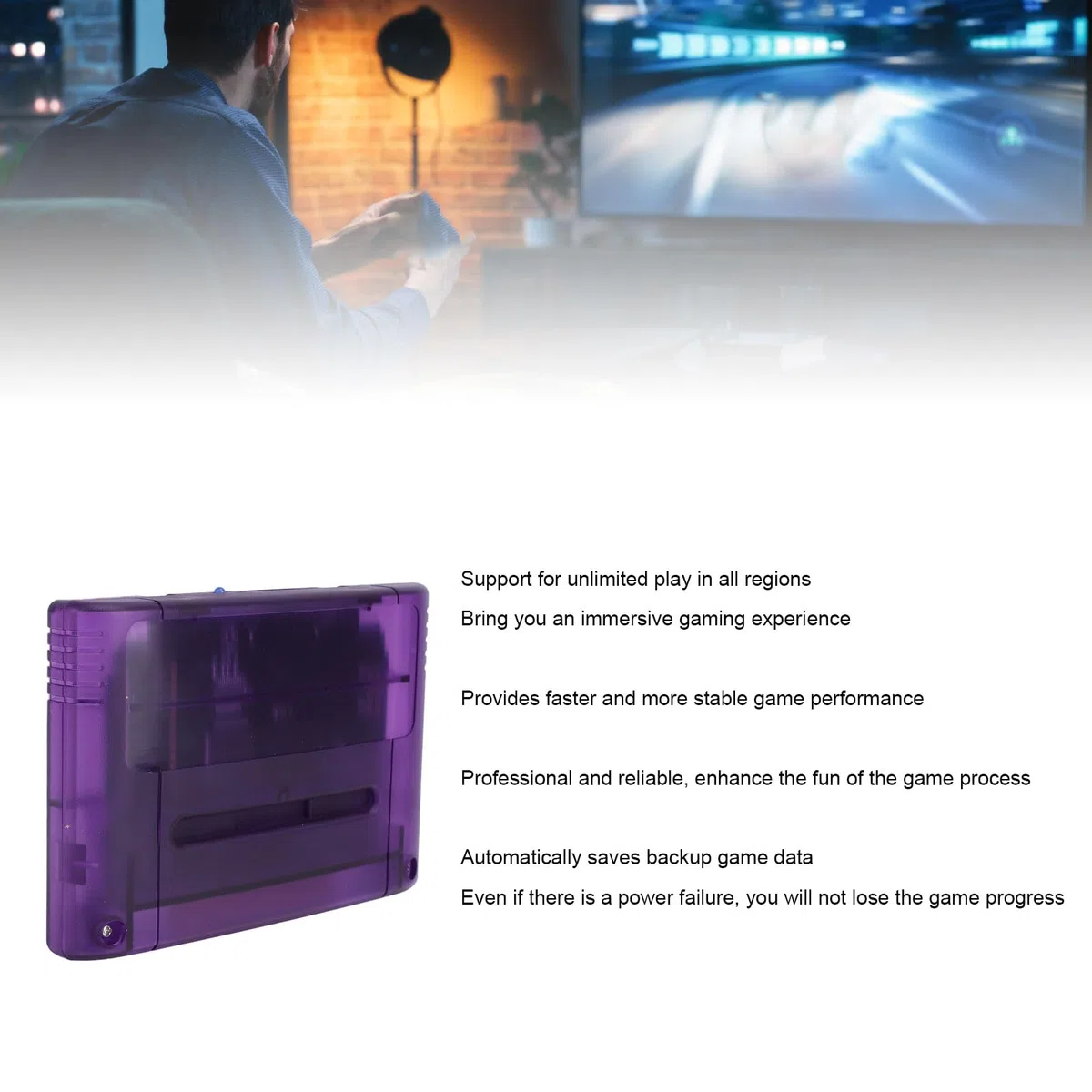 CCYLEZ Game Cartridge Professional 3000 in 1, scheda di memoria da 8 GB ad alta velocità per SNES per console di gioco SFC, supporta FAT16 e FAT32 con capacità scheda da 32 GB (trasparente)