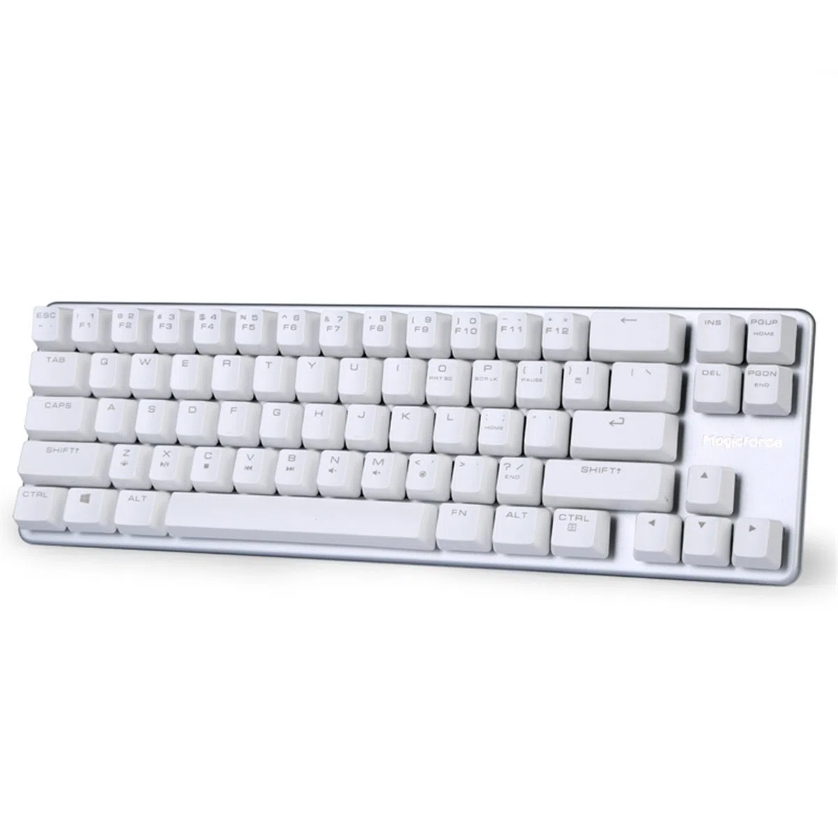 Qisan Meccanico Fissato La Tastiera Interruttore Blu 68-Keys Mini Design (60%) Gaming Keyboard Bianco Argento Magicforce
