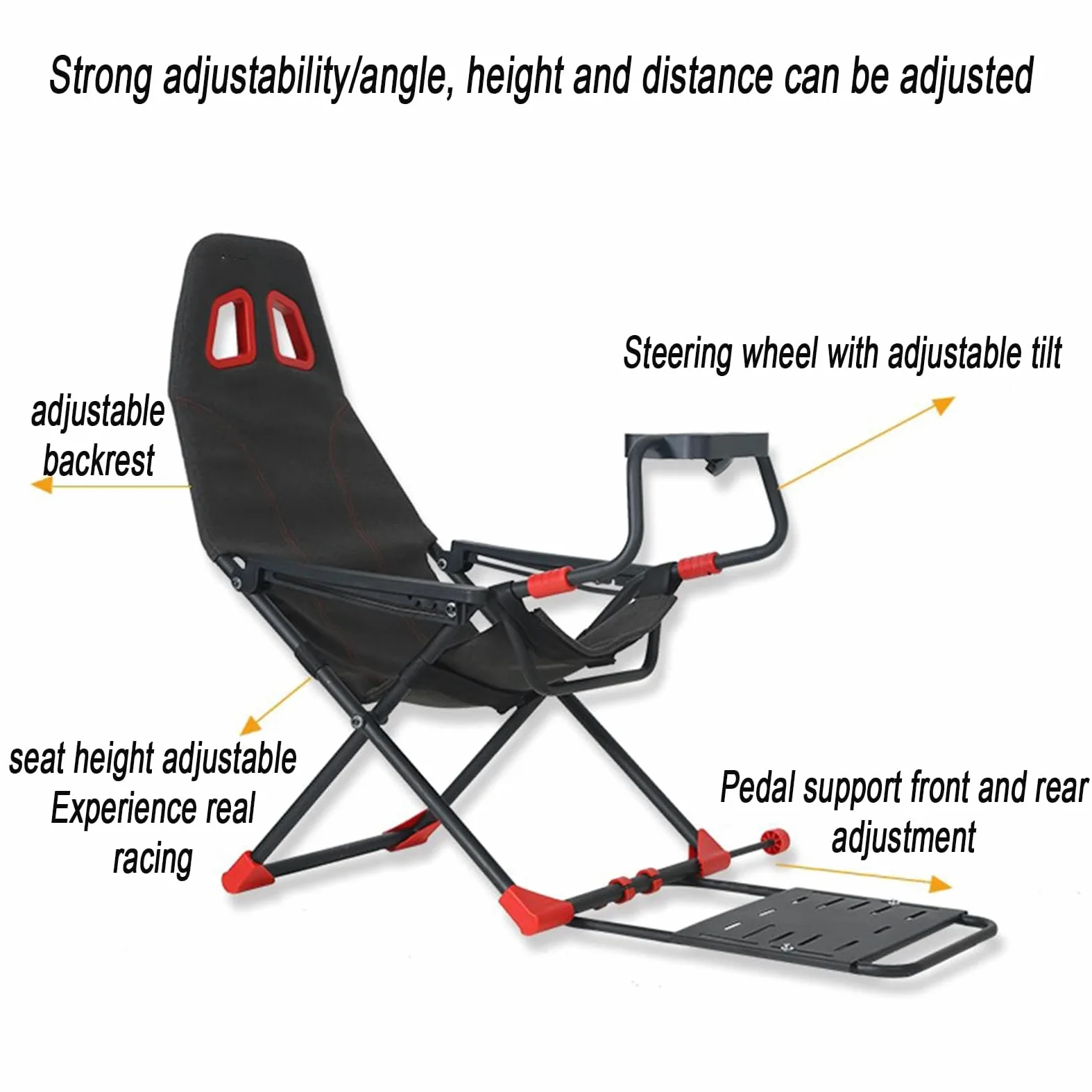 Racing Simulator Cockpit con supporto regolabile e sedile ergonomico, design pieghevole per esperienza di gioco Xbox One, PS4 e PC