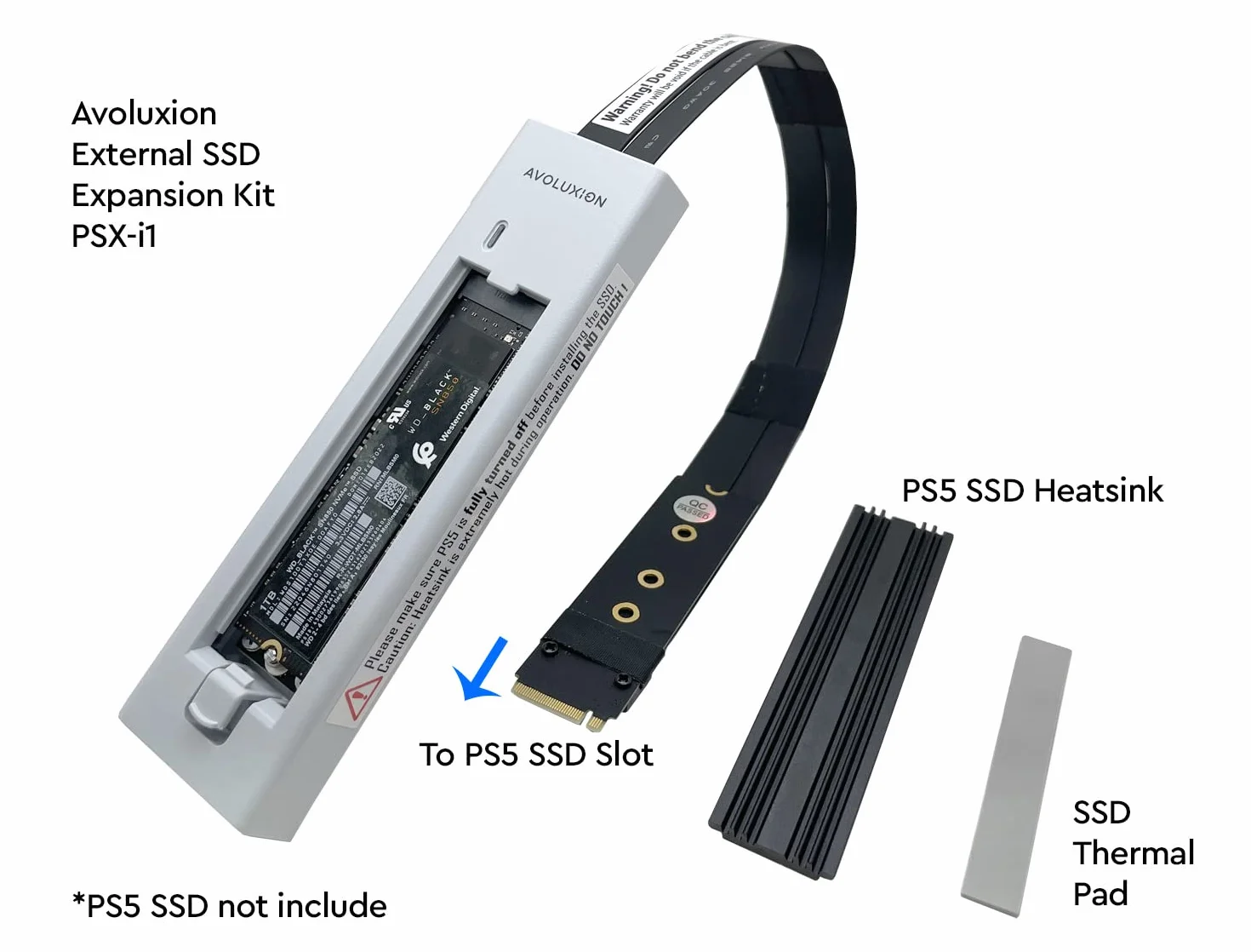 Kit di espansione SSD esterno con dissipatore di calore SSD per console di gioco PS5 (PSX-i1) - Trasforma lo slot SSD interno PS5 in un kit di espansione SSD esterno