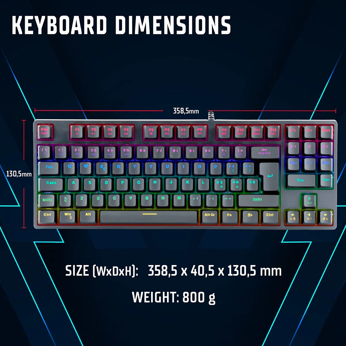 Itek Tastiera Gaming X50 - Meccanica, Switch Blu OUTEMU, RGB, Software, 90 tasti, Compatta
