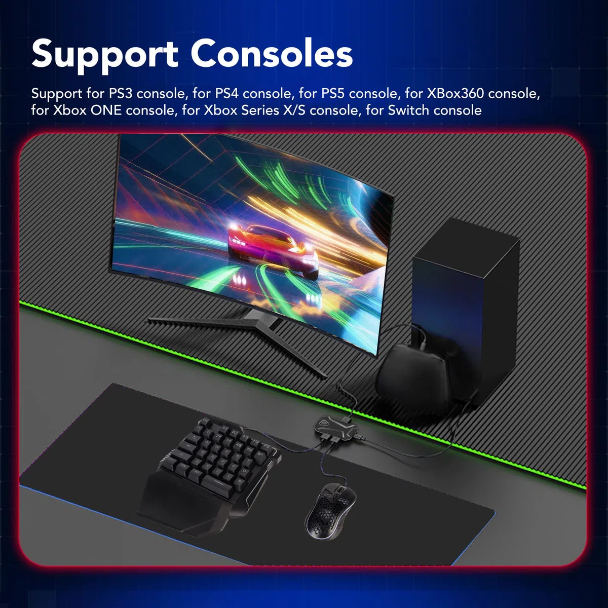 Set Convertitore Tastiera per Convertitore Cablato Console di Gioco con Tastiera Mouse, Adattatore OTG Incluso, per Console 360 Series X S