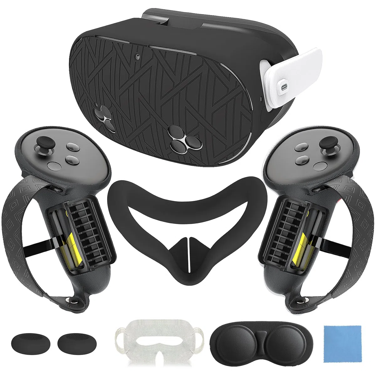 Set di cover in silicone per Meta/Oculus Quest 3s, include custodia per VR, copertura per interfaccia facciale, apertura batteria aggiornata, copertura per presa del controller