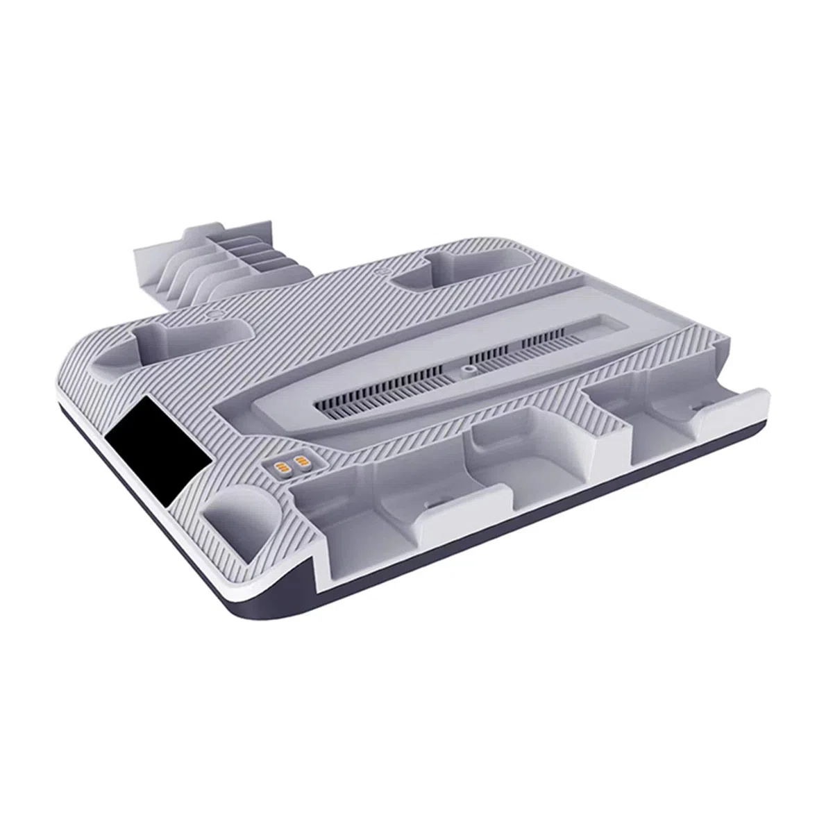 Stazione di ricarica adatta per controller PSVR2/PS5, supporto con ventola di raffreddamento per console PS5 UHD/DE, 4 controller dock caricabatterie e 10 giochi di archiviazione