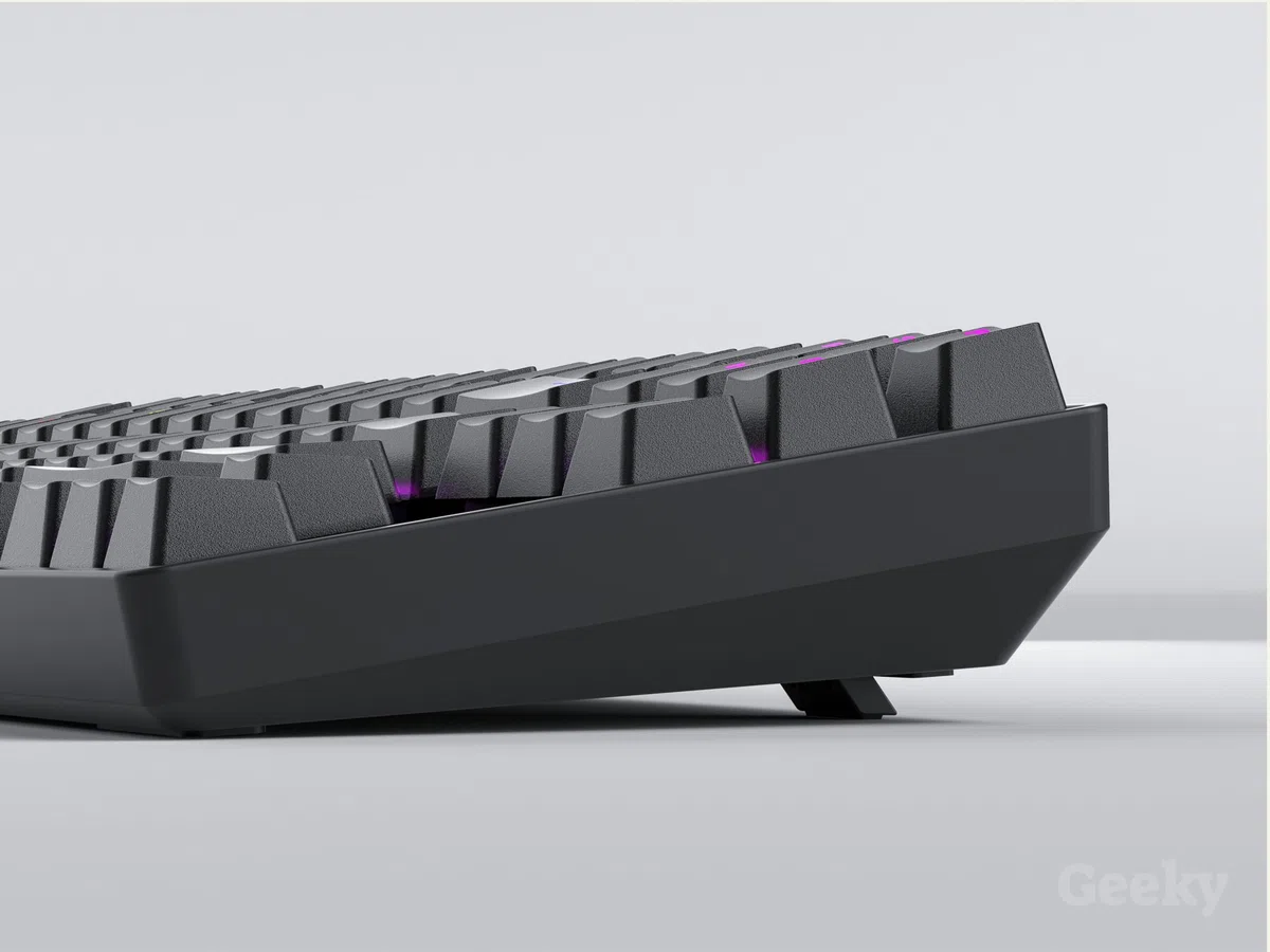 Geeky GK80 Tenkeyless, tastiera meccanica da gioco, 87 tasti, retroilluminazione a LED RGB multicolore per PC/Mac Gamer, layout americano ANSI, nero, blu meccanico
