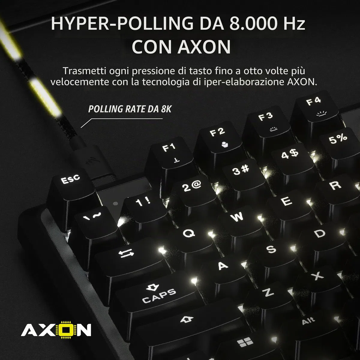 CORSAIR K70 PRO TKL RGB Tastiera da gioco magnetica e meccanica cablata – Switch CORSAIR MGX Hyperdrive pre-lubrificati, trigger rapido ad effetto Hall, 8000 Hz Hyper-Polling, QWERTY NA, nero