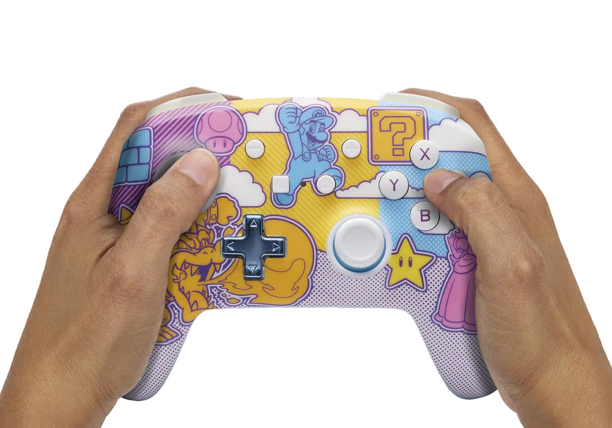 PowerA Controller Senza Fili avanzato per Nintendo Switch - Mushroom Kingdom Pop Art, Nintendo Switch modello OLED, Nintendo Switch Lite, Gamepad, controller di gioco, controller Bluetooth