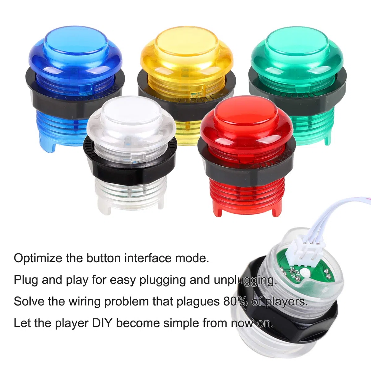 4 Player Classic fai da te Joystick Arcade Kit Parts USB Encoder per PC controlla Games + 4/8 Way Stick + 5V portato pulsanti luminosi per console per videogiochi Mame Raspberry Pi & 4 colori