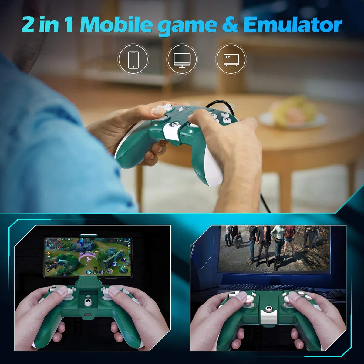 Game Pad con Collegamento Tipo C Controller Retrattile Maniglia Joystick Pulsanti del Joystick Design