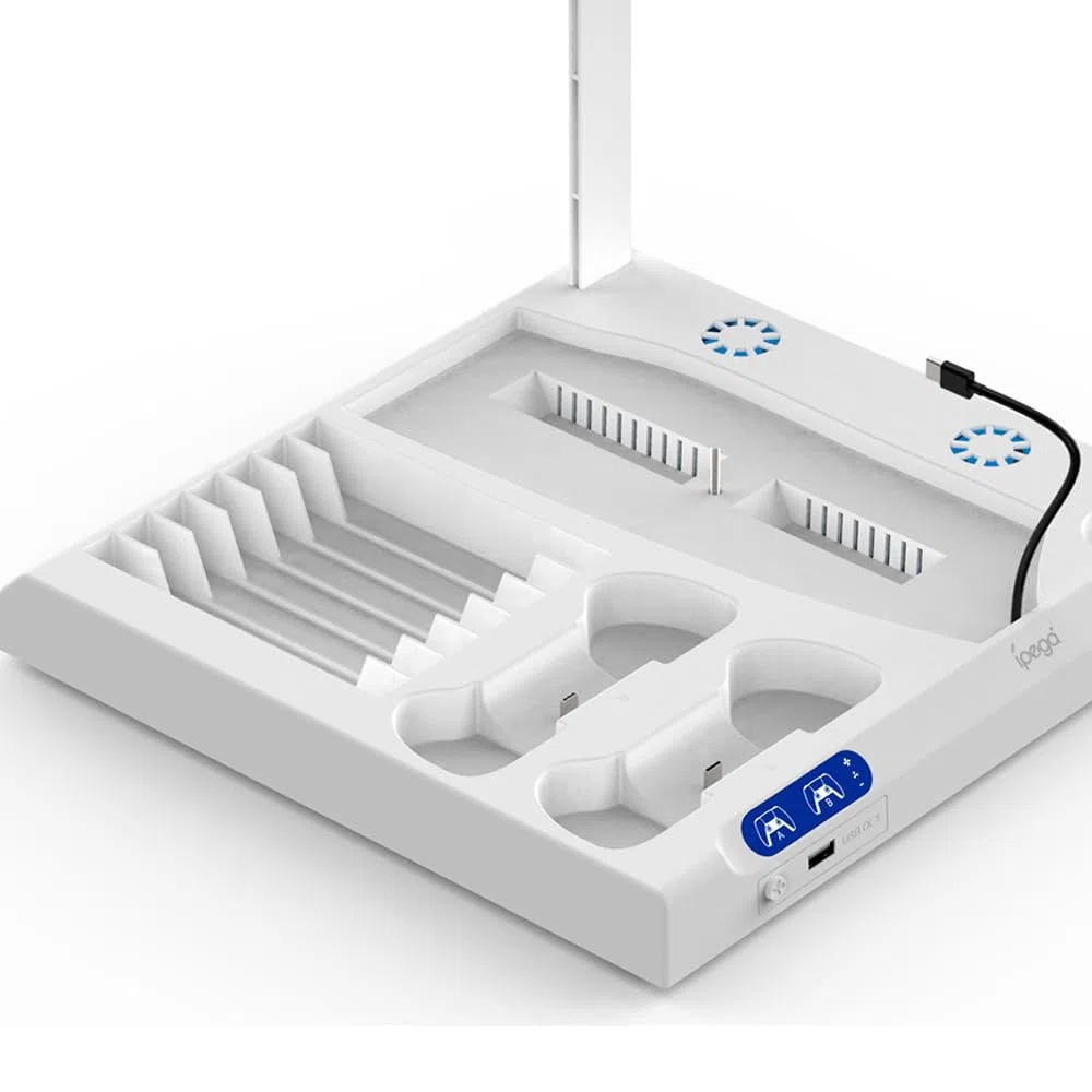 BeisDirect Supporto di raffreddamento sottile e caricabatterie per console PS5/PS5 Slim, supporto di raffreddamento verticale multifunzionale per console Playstation 5 Slim con stazione di ricarica