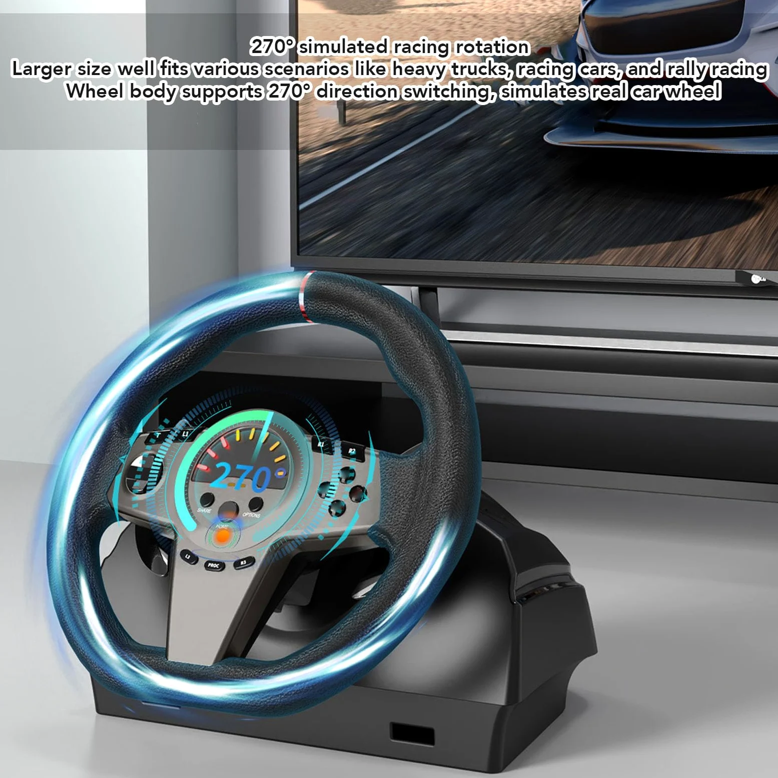 Annadue Set di Volanti da Corsa per PC Gaming per Console di Gioco, Volante da Corsa Sim per Auto per PC Girevole a 270 Gradi con Cambio a Pedali