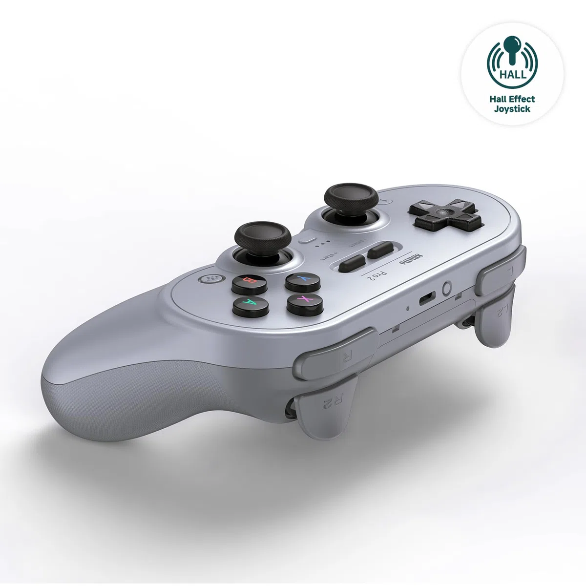 8Bitdo Pro 2 Bluetooth Controller for Switch, Hall Effect Joystick Update, Wireless Gaming Controller for Switch, PC, Android, and Steam Deck & Apple (Gray Edition)