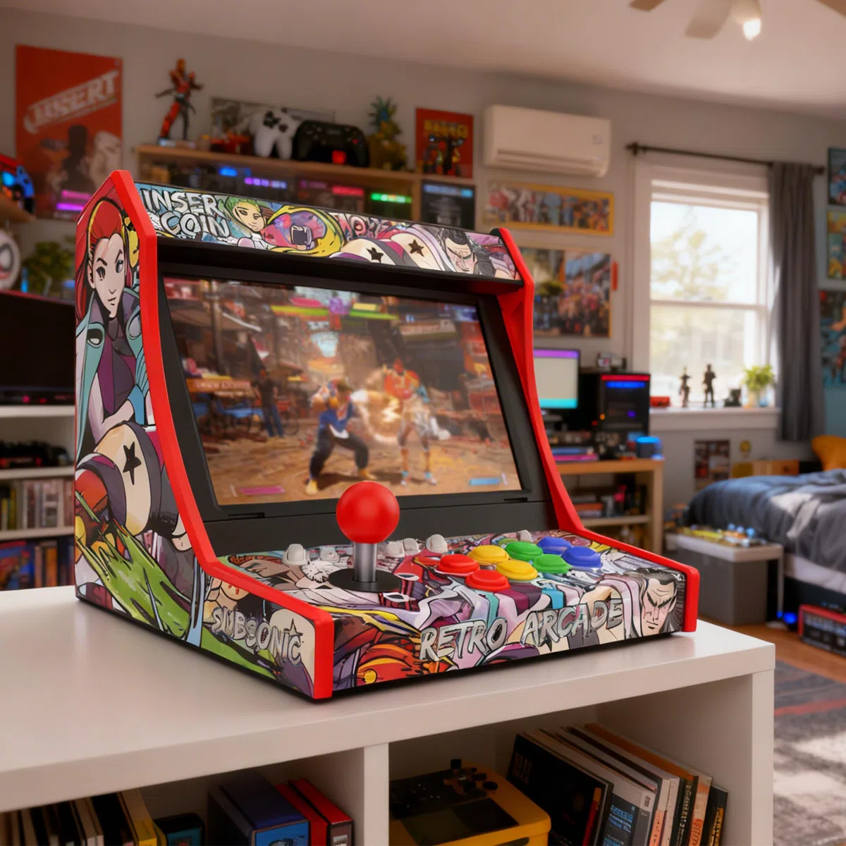 Subsonic - Mini Cabinato Arcade per Switch 2, Switch OLED e Switch - Docking Station per Console Nintendo con Joystick e 8 Pulsanti per Trasformare la Console Nintendo in un Cabinato Arcade