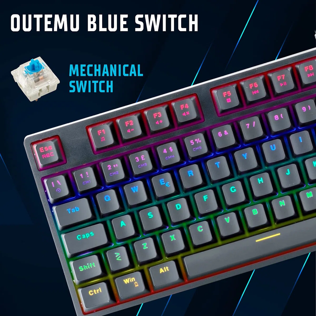 Itek Tastiera Gaming X50 - Meccanica, Switch Blu OUTEMU, RGB, Software, 90 tasti, Compatta