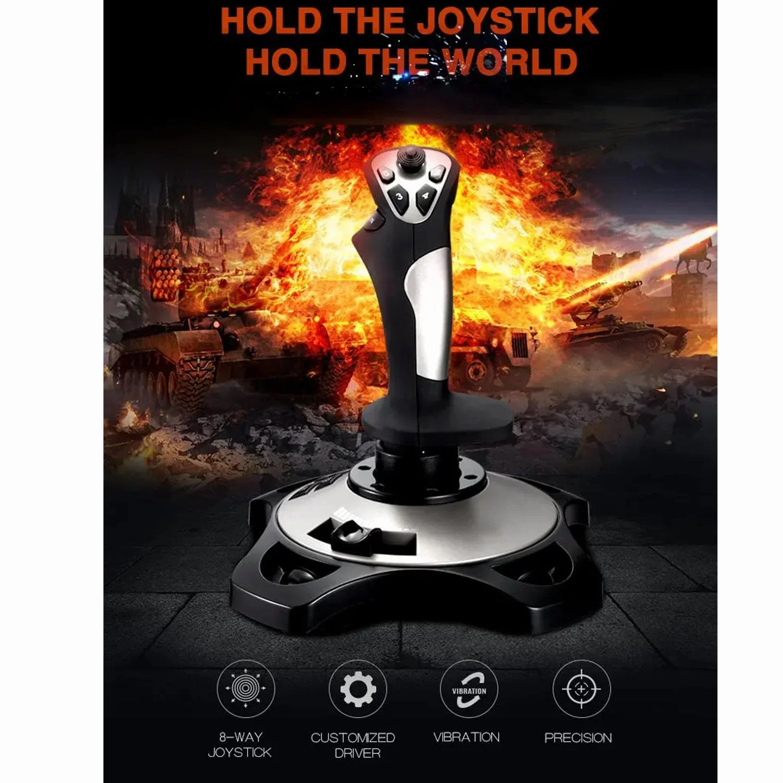Joystick per Simulazione di Volo per PC, Controller di Gioco per Simulatore di Volo per Giochi USB con Funzione di Vibrazione e Controllo 'acceleratore, Gamepad Cablato Flight