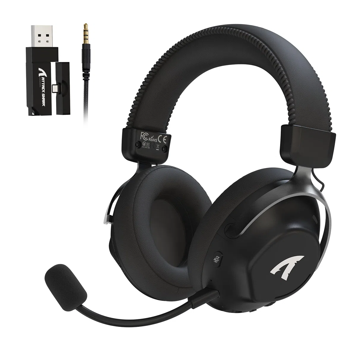 ATTACK SHARK L50PRO Cuffie Gaming Wireless Audio Surround 7.1 Modalità EQ Driver 53mm Connettività Tripla Batteria 1100mAh Cuffie Circumauricolari con Microfono Rimovibile Anti-Rumore,Nero