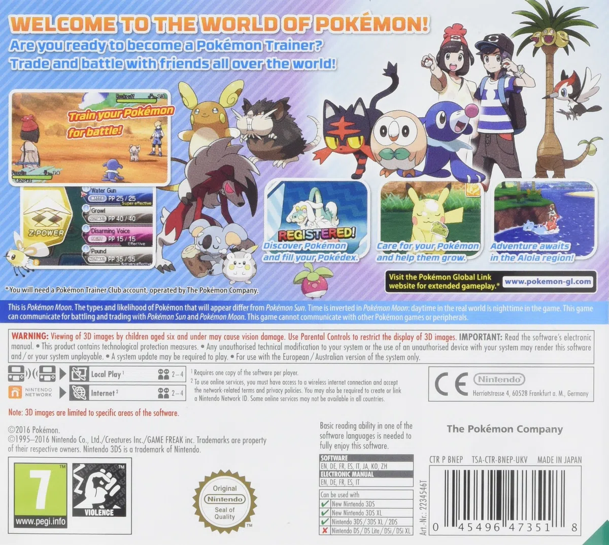 Nintendo Pokémon Lune Standard Allemand, Anglais, Chinois simplifié, Coréen, Espagnol, Français, Italien, Japonais N