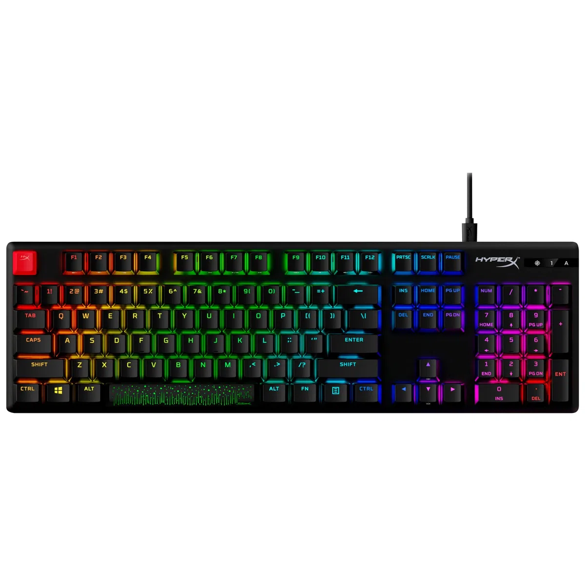 HyperX Alloy Origins PBT, Tastiera Meccanica da Gaming Cablata, Illuminazione RGB, Telaio in Alluminio, 80 Milioni di Pressioni, Copritasti presenti, 3 Dispositivi Collegabili, Layout Inglese, Nera