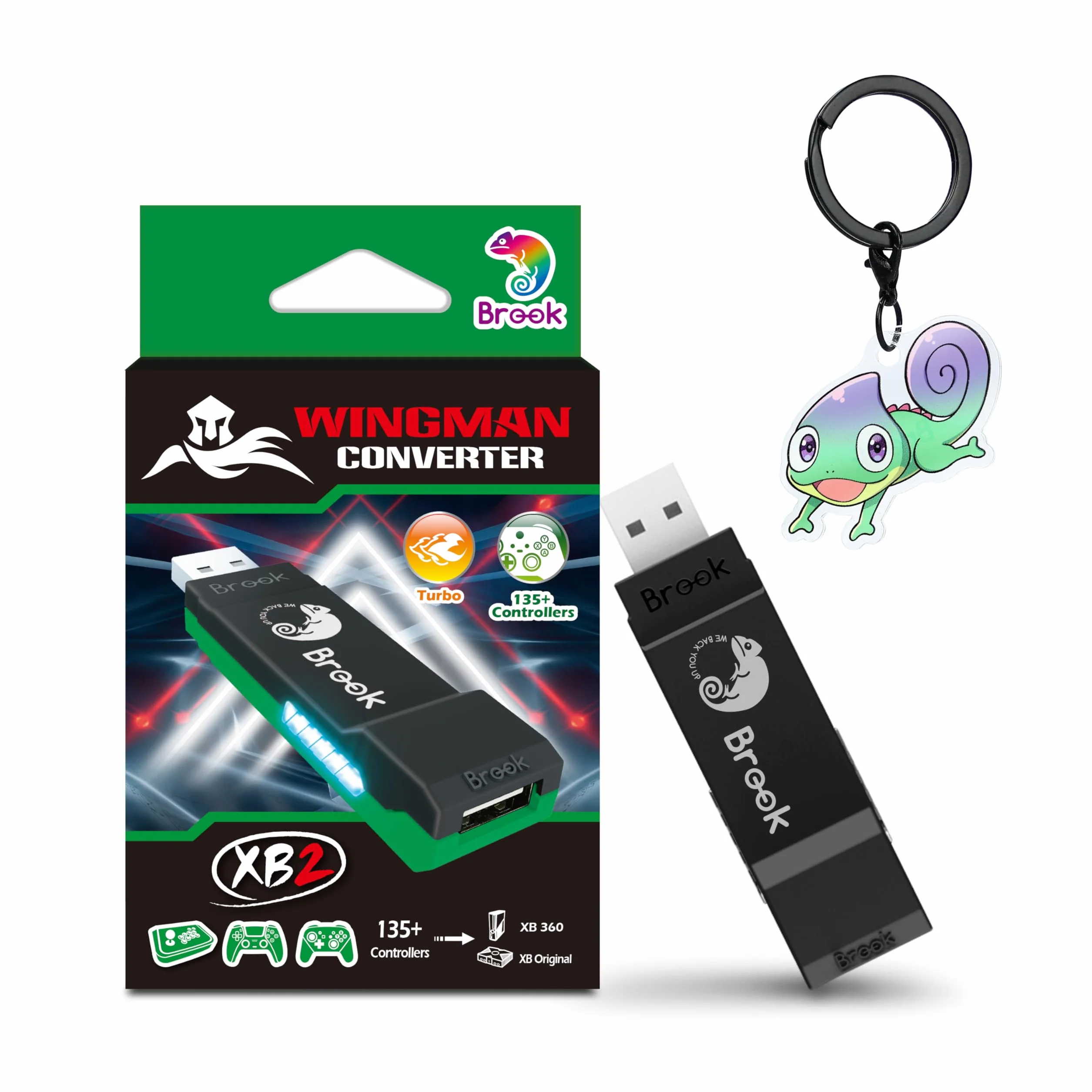Brook Wingman XB 2 Convertitore con Portachiavi - Adattatore Controller Wireless per XB 360, XB Original Console e PC, Supporta Remap e Turbo Regolabile [Versione Esclusiva]