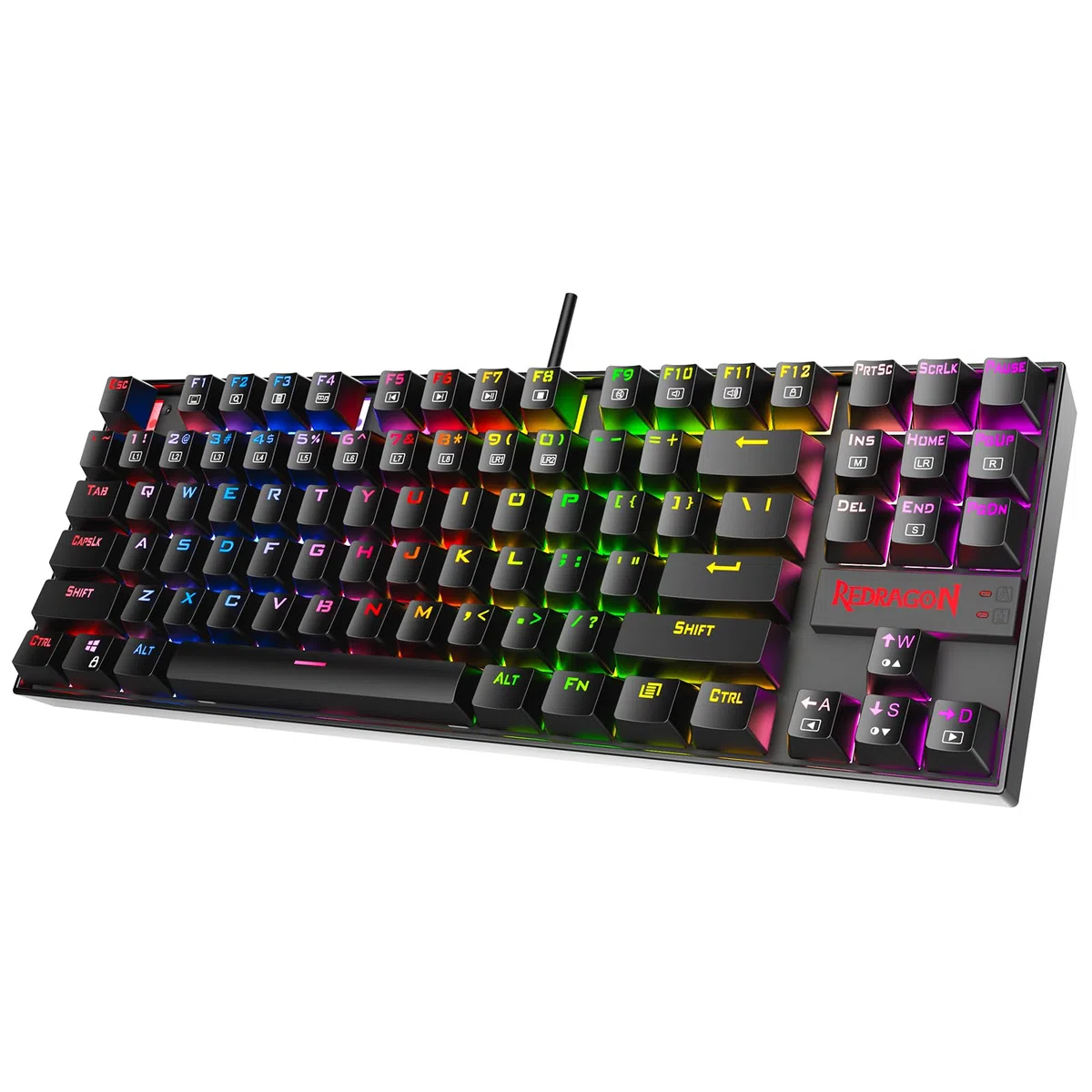 Redragon K552 Tastiera da gioco RGB 87 tasti meccanica RGB retroilluminata a LED arcobaleno Tastiera per computer senza chiave Design compatto Interruttori blu per giochi su PC Windows (layout QWERTY)