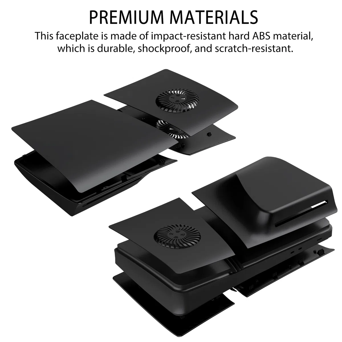 DOBEWINGDELOU - Piastra frontale per PS5 Pro Disc Edition con ventilazione di raffreddamento e filtro antipolvere, copertura degli accessori della console con piastra frontale ABS antipolvere