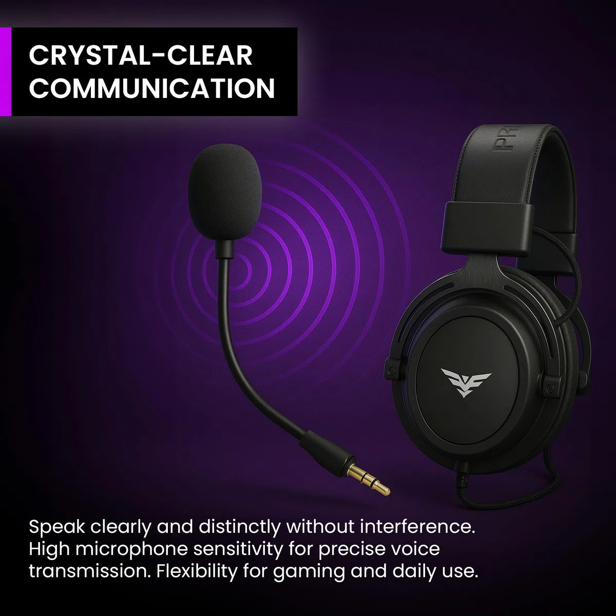 PREYON Cuffie Gaming PS5 con Filo e Microfono Headset per PC Xbox Musica PS4 - Headphones Accessori Cavo Jack USB Over Ear Stereo Surround Padiglioni Morbidi Streaming E-sport - Storm Fly II Nero