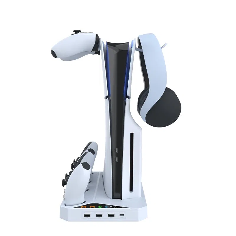 BeisDirect Supporto di raffreddamento verticale compatibile con console digitale ottica PS5 Slim, stazione di ricarica per Playstaion Slim5, controller PS5 caricabatterie con gancio per cuffie