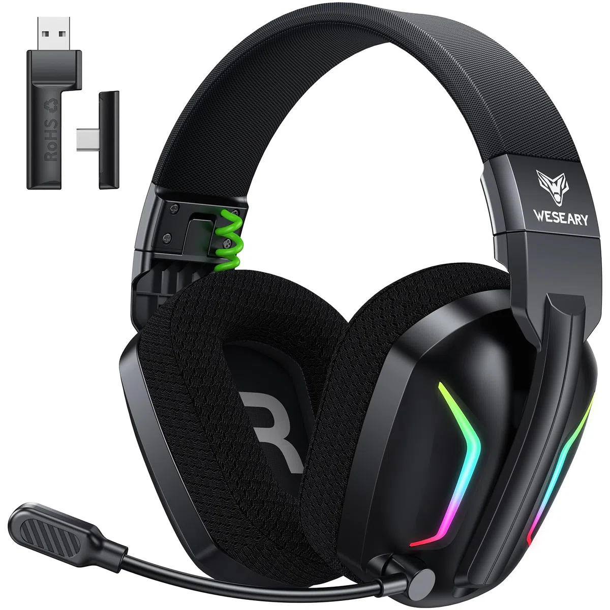 WESEARY Cuffie da gioco wireless con microfono per PS5, PS4, PC, Switch, telefono cellulare