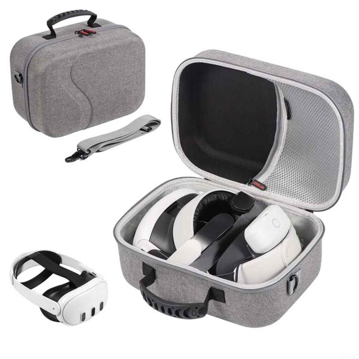 Custodia rigida per Meta 3S, borsa da viaggio antiurto in EVA, con scomparto per accessori, per controller di cuffie VR, organizer protettivo (grigio)