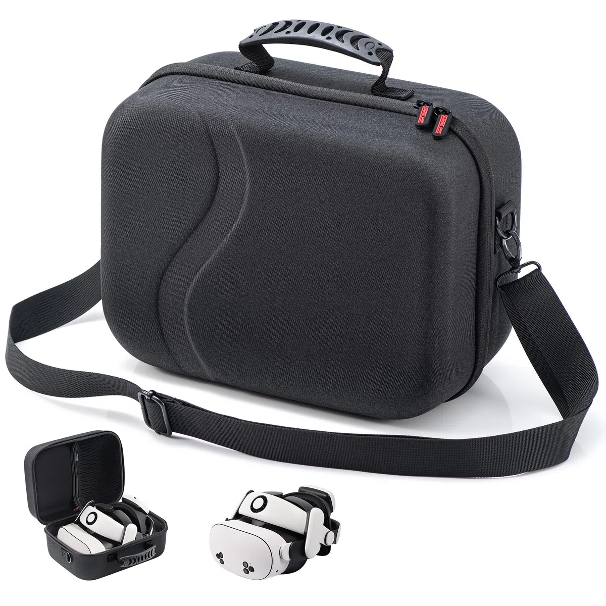 Grande custodia da trasporto per Meta Quest 3S/Quest 3, custodia da viaggio rigida per BOBOVR S3 Pro/Kiwi design, tracolla per batteria, controller e altri accessori, borsa da viaggio portatile per