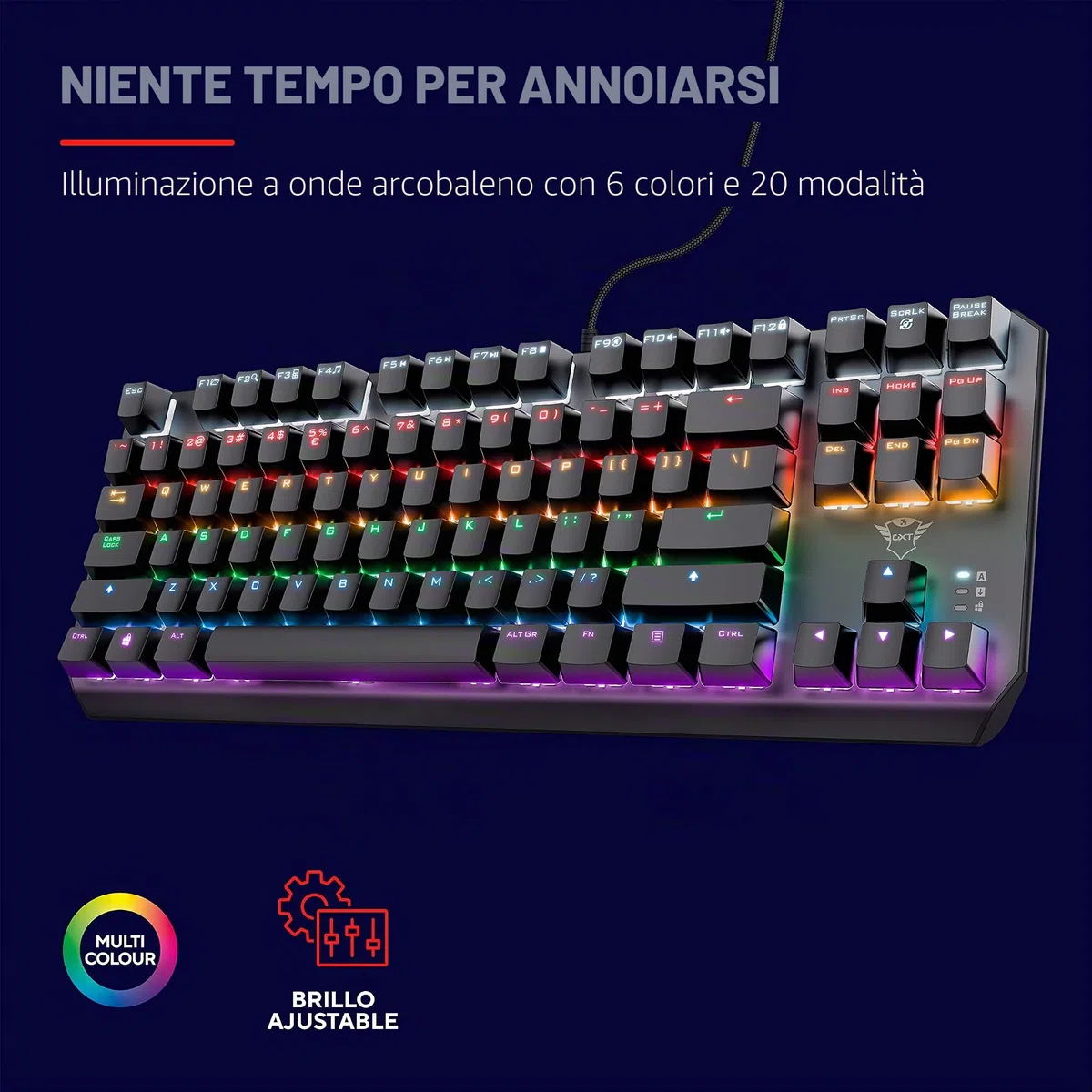 TECLADO MECANICO TRUST GAMING GXT 834 CALLAZ TKL JUEGO 20 MODOS DE COLOR RGB 24407