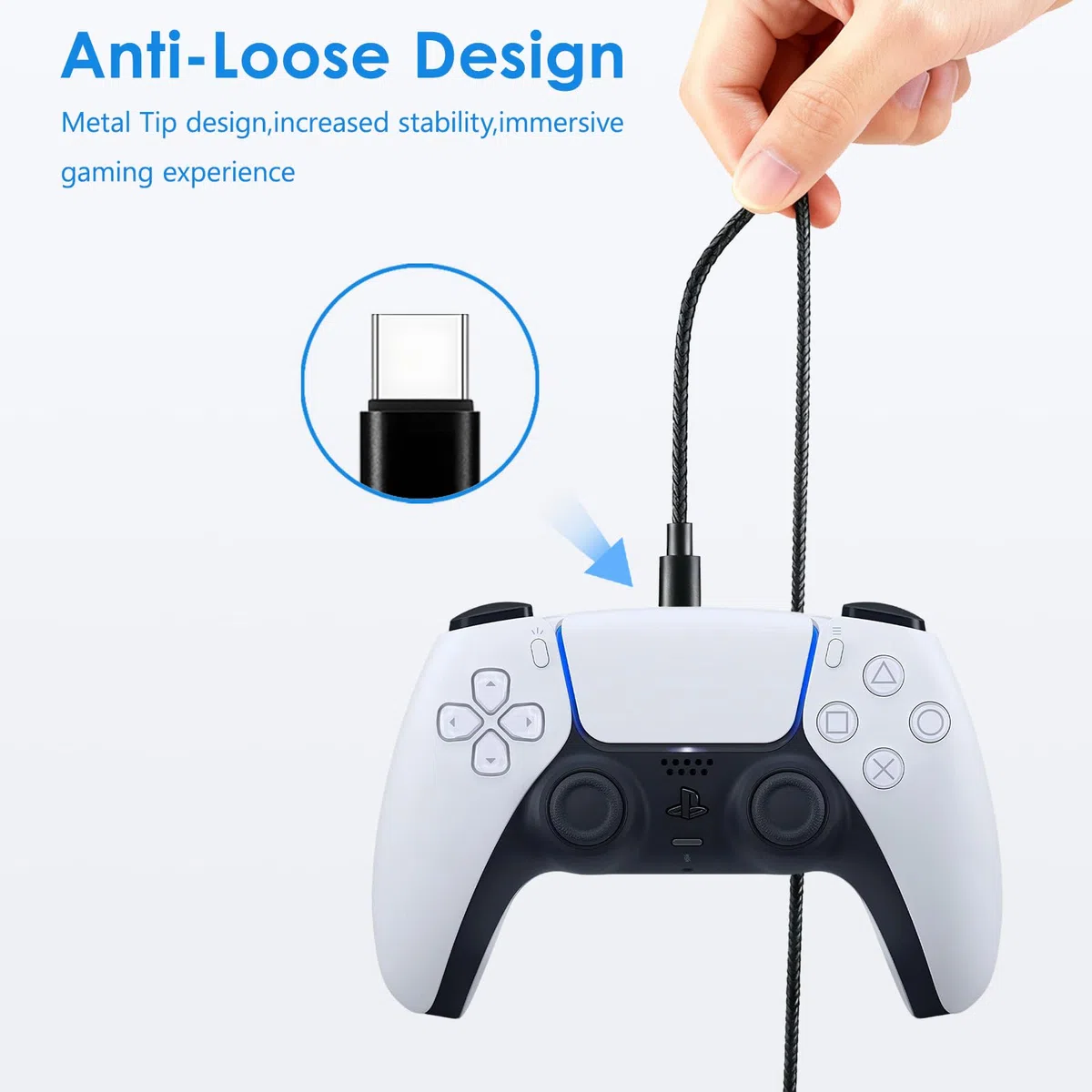 Cavo di ricarica per controller PS5 e Xbox Series X/S, controller Nintendo Switch, controller Xbox Elite serie 2, confezione da 2 cavi USB C di ricambio da 9,8 m, kit di accessori per porte USB C
