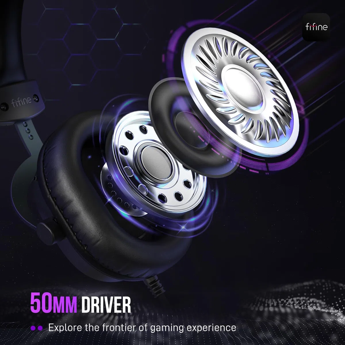 FIFINE Cuffie da gioco per PC, cuffie USB Streaming con jack da 3,5 mm, microfono staccabile, suono surround 7.1 per PS4 PS5, cuffie over-ear nere H9