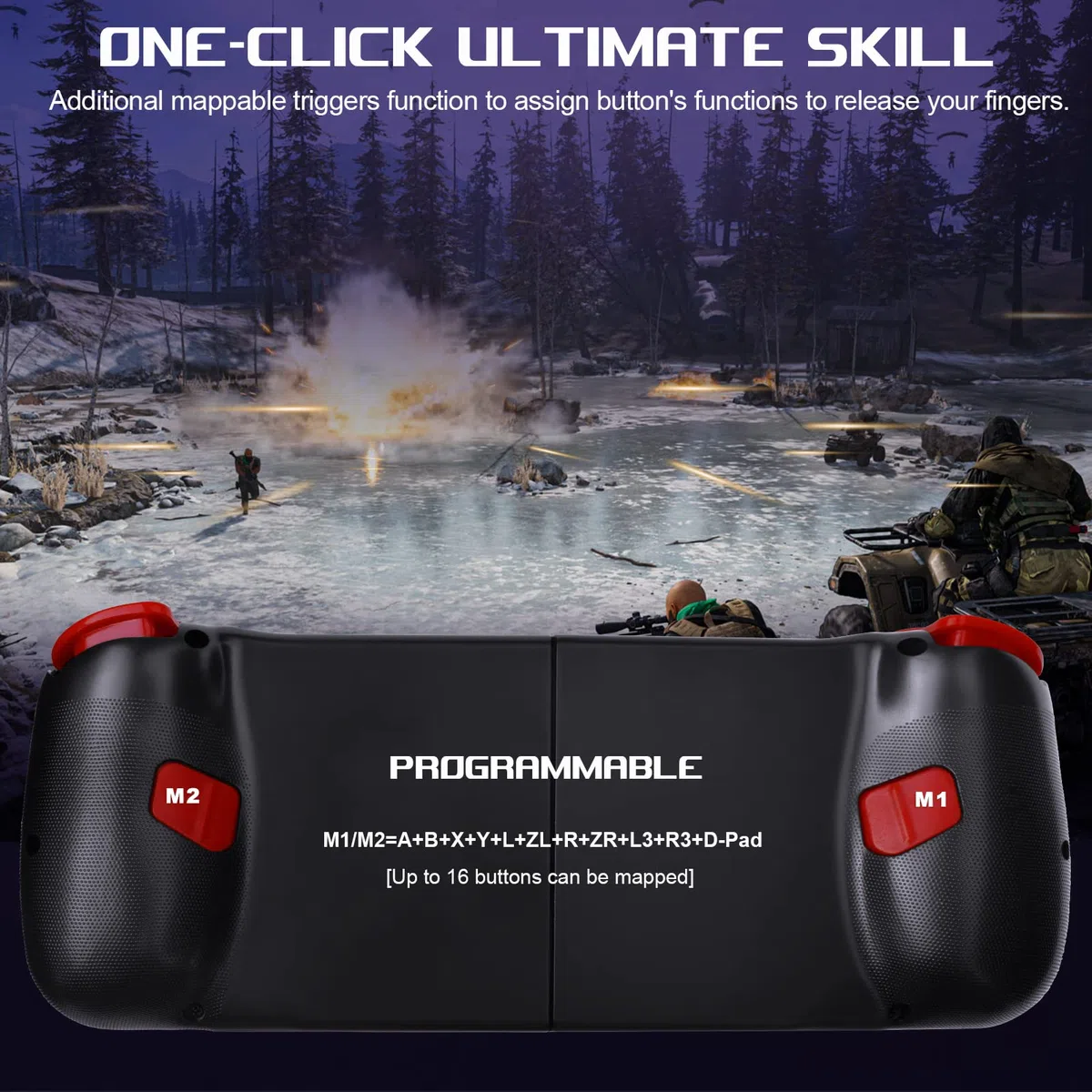 Megadream Controller di gioco mobile Gamepad per iPhone iOS Android PC: funziona con iPhone 15/14/13/12/11/X, iPad, Samsung Galaxy, TCL, tablet, Call of Duty, Diablo Immortal - Gioco diretto (nero)