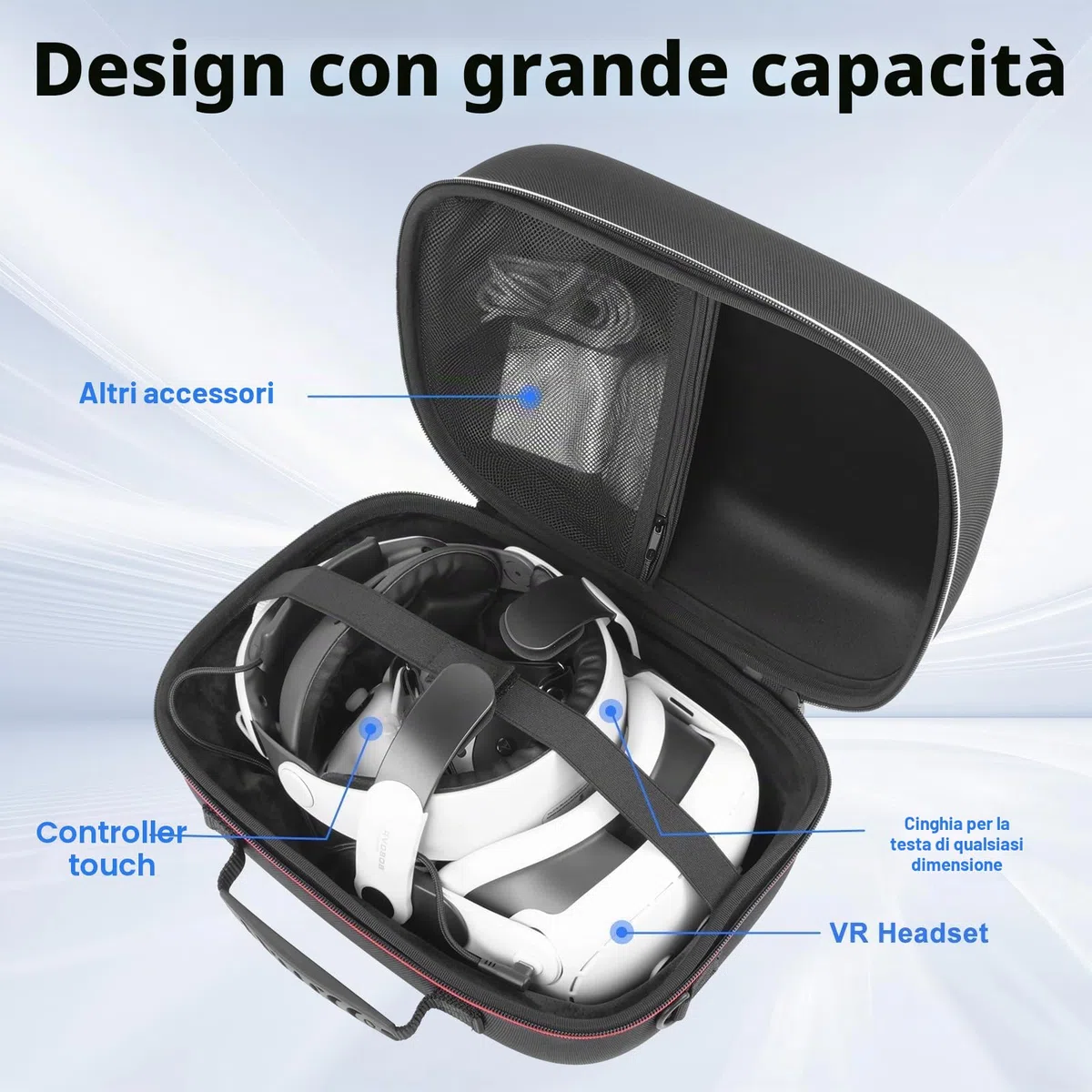 Arvok Custodia da Trasporto per Meta Quest 3 /Quest 2, Custodia Grande Fodera Morbida per Oculus Quest 3 & 2 Accessori, Borsa Protettiva per Cuffie VR con Guscio Rigido per Viaggio e Stoccaggio