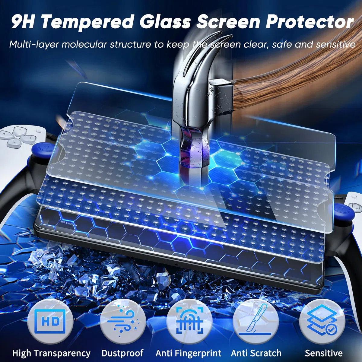 Auarte Set di accessori 12 in 1 per PlayStation Portal Remote Player | Custodia rigida per PS Portal con custodia trasparente per PS5 Portal, 2 pellicole protettive con 4 impugnature per pollice