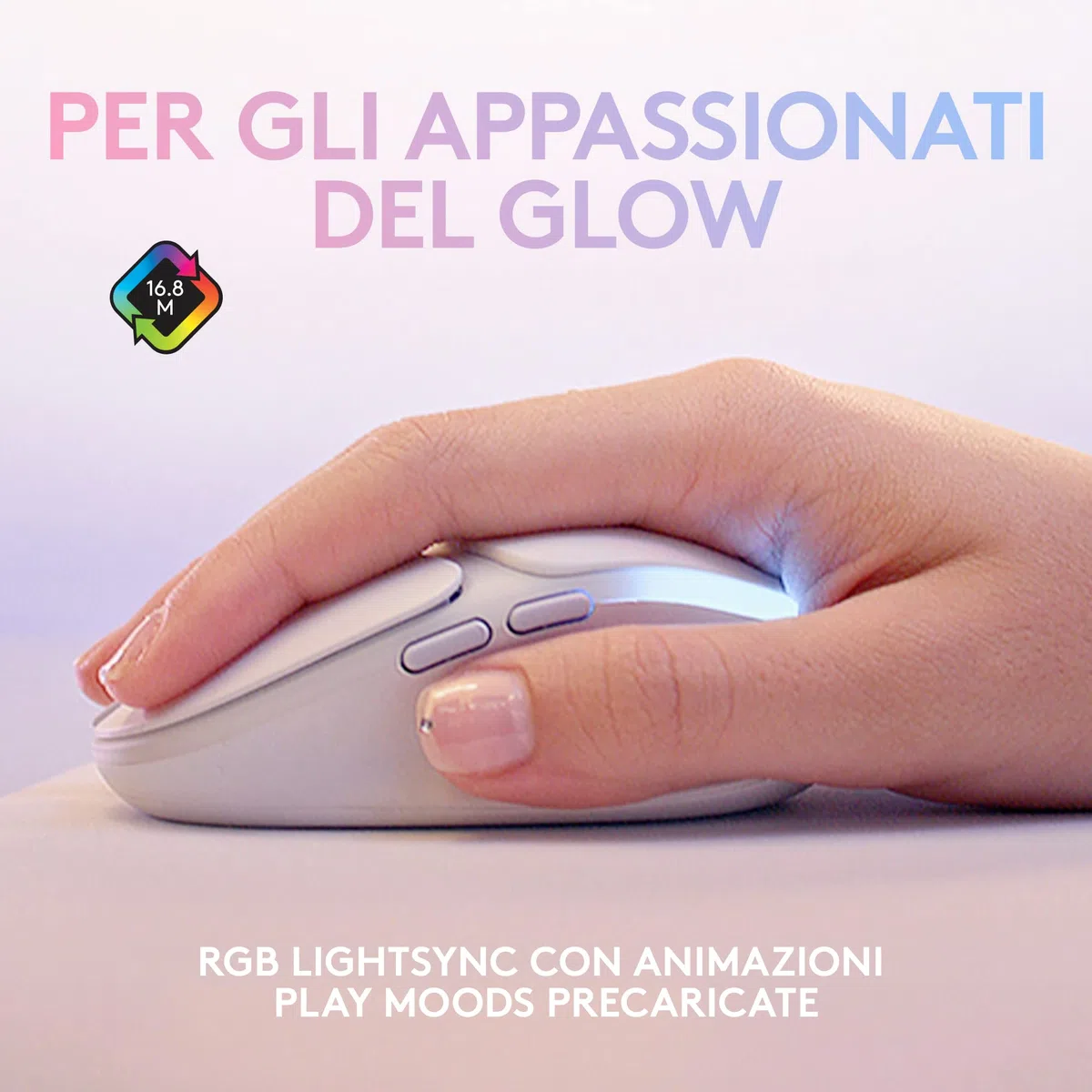 Logitech G705 Mouse Gaming Wireless | LIGHTSYNC RGB, LIGHTSPEED Wireless, Bluetooth, Leggero, PC/Mac/Laptop - Blanco