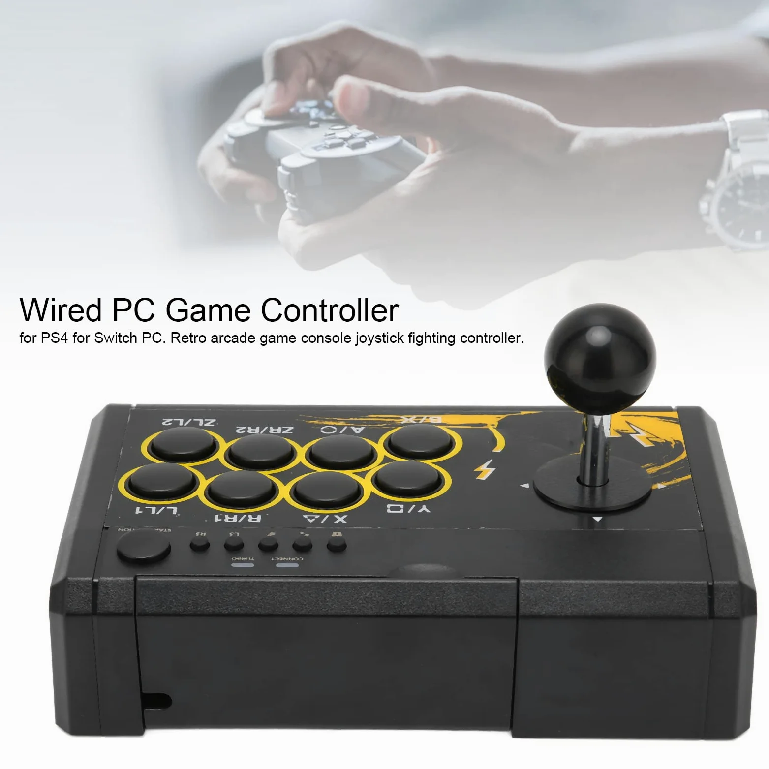 ADITAM Controller di gioco per PC cablato Joystick di gioco cablato USB Controller di combattimento arcade retrò Console di gioco Gamepad per PS3 per PS4 per Switch PC Double the comfort