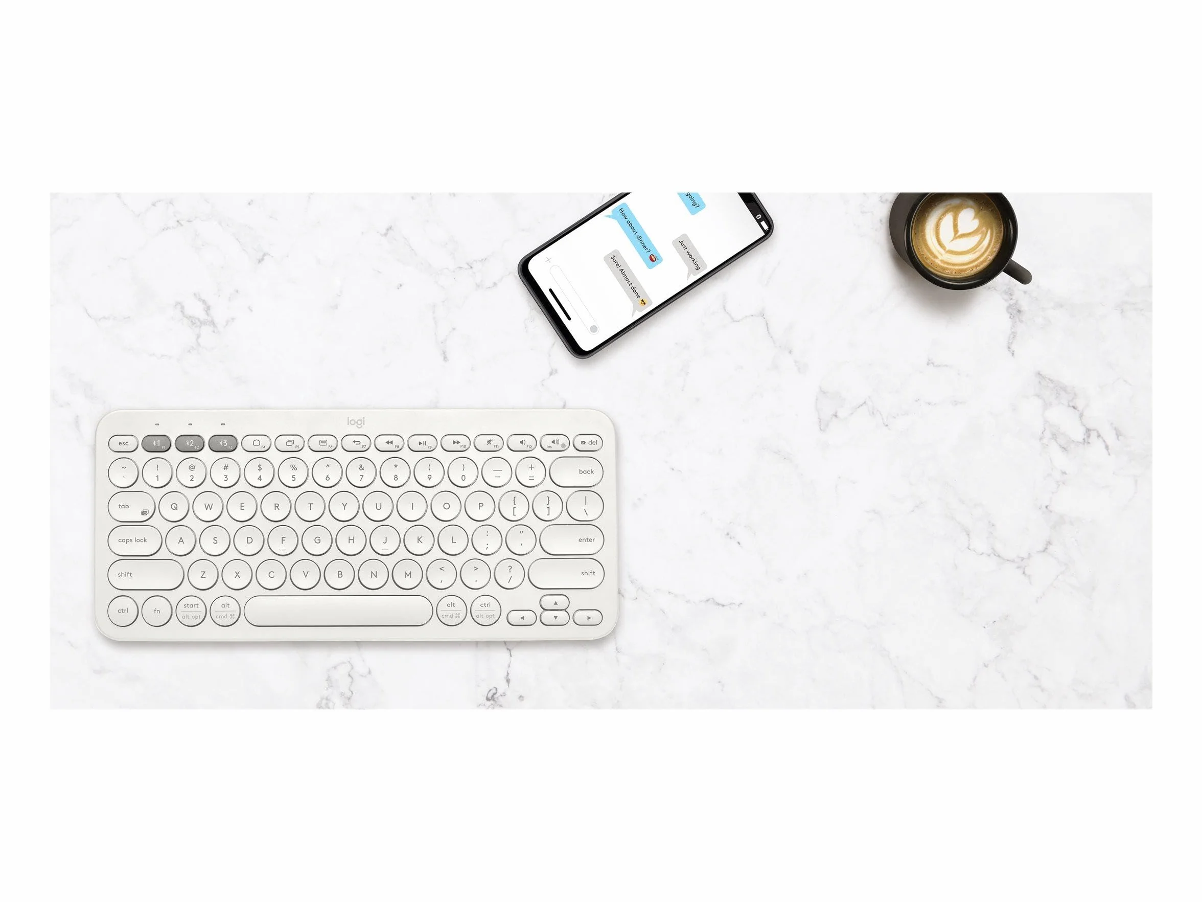 Logitech K380 Tastiera, Layout Tedesco Qwertz, Bianco