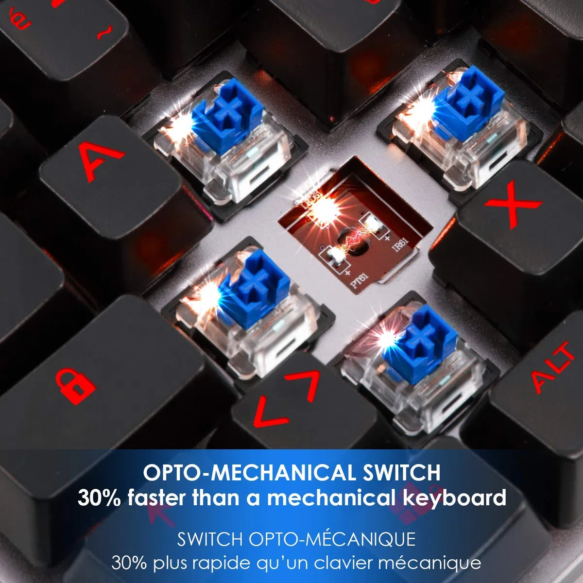 EMPIRE GAMING – STARDUST Tastiera Gaming – Tasti Opto-Meccanica – Retroilluminazione LED RGB – Gamer Software programmazione - Poggiapolsi amovibile (QWERTY, Italiano)
