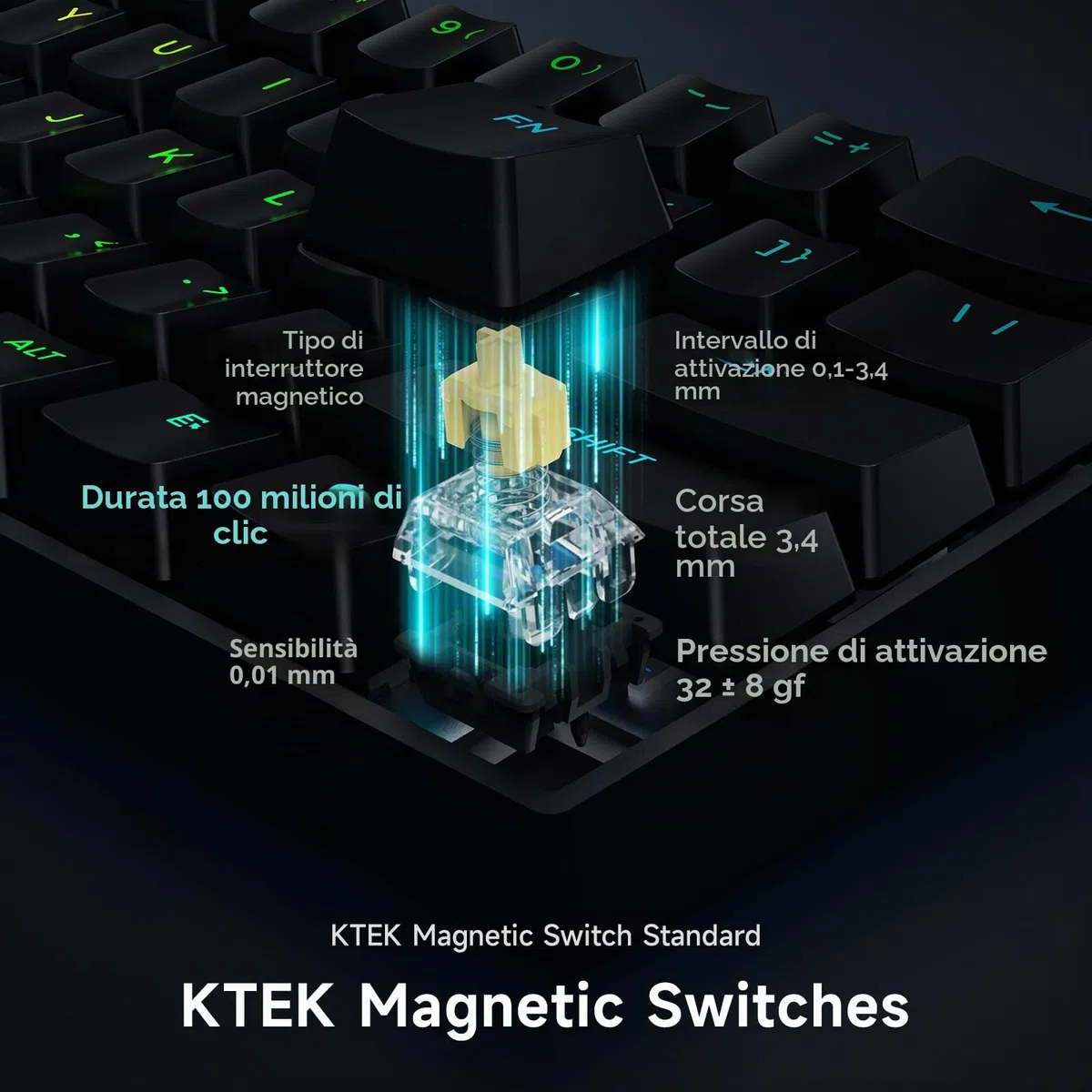 MCHOSE ACE60 HE Tastiera 8000Hz Rapid Trigger, Precisione RT da 0,01 mm, Tastiera Gamer cablata 60% con Interruttore Magnetico, Azionamento Regolabile, SOCD e Snap Key, Nero
