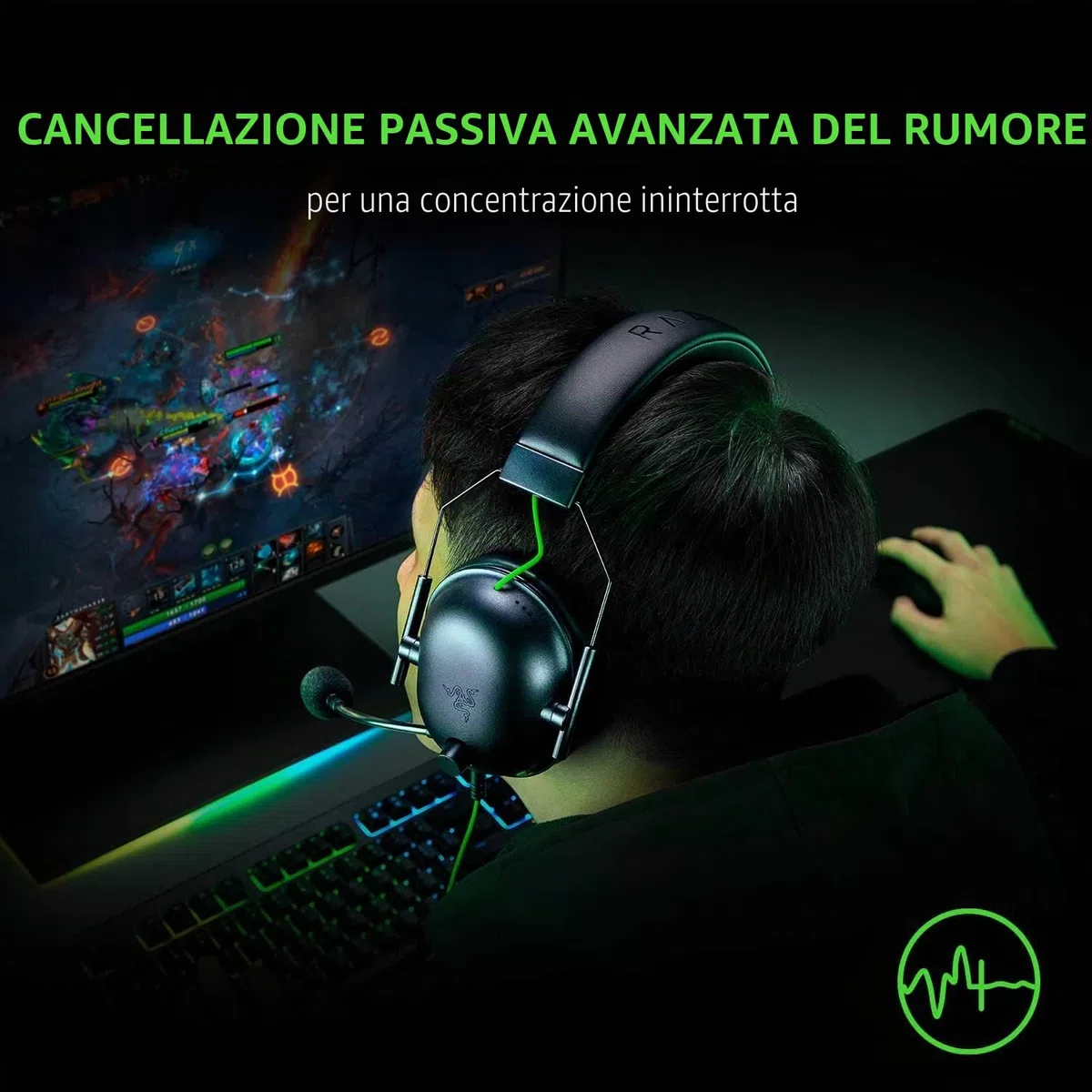 Razer BlackShark V2 X Gaming Headset: 7.1 Surround Sound - Driver 50 mm - Cuscino in memory foam - PC, PS4, PS5, Nintendo Switch, Xbox One, Xbox Series X & S, Mobile - Jack audio da 3,5 mm - Nero