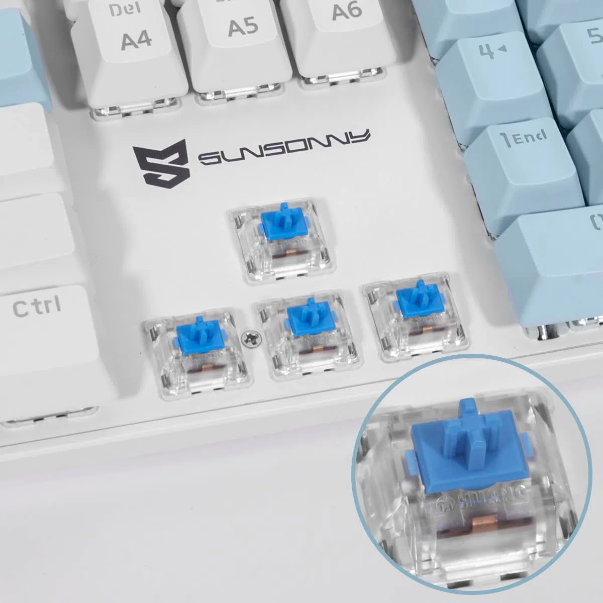 Merdia Tastiera meccanica da gioco | Interruttore marrone tastiera retroilluminata blu e bianca | 104 tasti layout USA | Tastiera da gioco cablata | Tastiera meccanica sostituibile a caldo | Tastiere