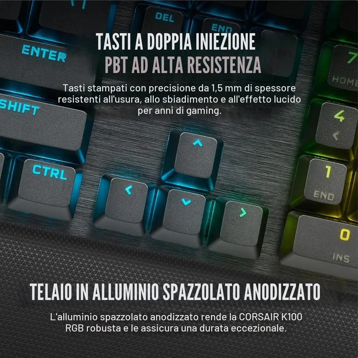 Corsair K100 RGB Tastiera da Gioco Ottico-Meccanica con Cavo - Interruttori OPX - Keycaps PBT - Integrazione Elgato Stream Deck - Compatibile con iCUE - PC, Mac, Xbox - AZERTY FR - Nero
