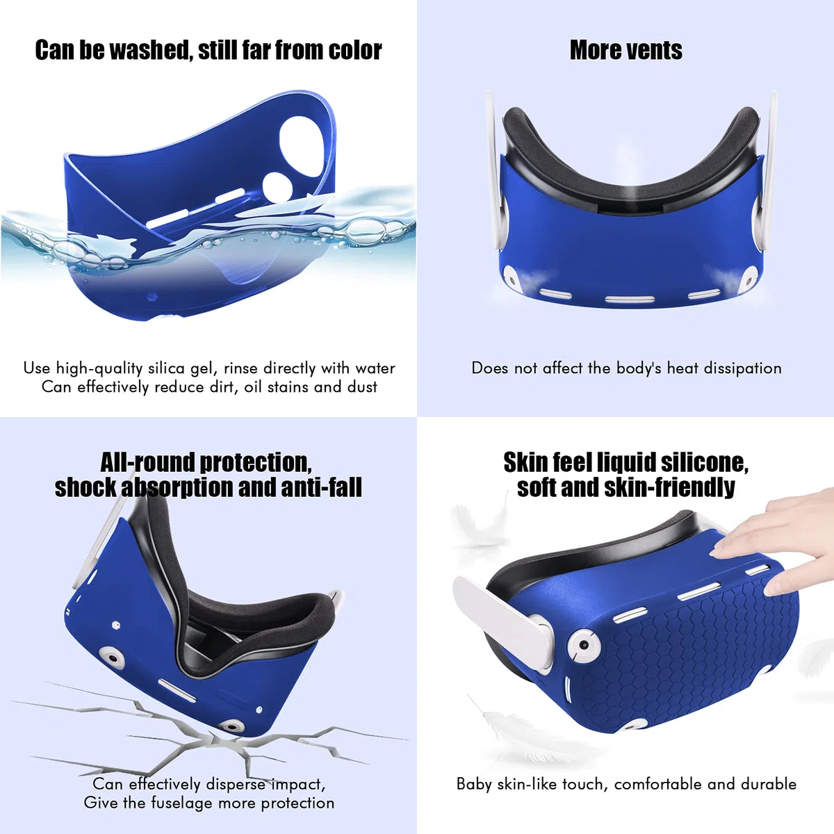 Compatibile con gli accessori Oculus Quest 2, copertura del viso in silicone VR, copertura di Shell VR, compatibile con Quest 2 Touch Controller Grip, copertura protettiva dell'obiettivo, copertura