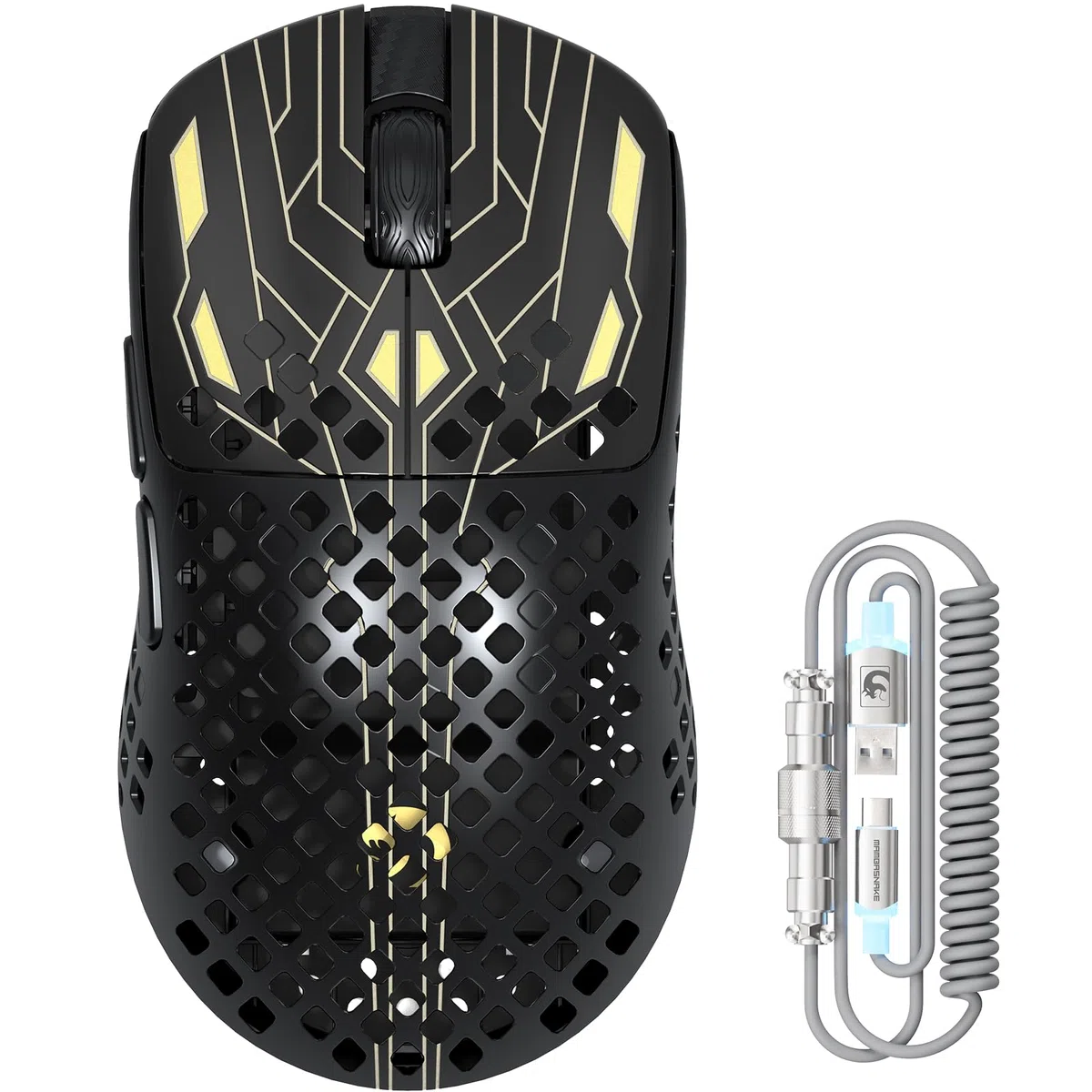 MAMBASNAKE M2 Ultra-Lightweight Wireless Gaming Mouse, PAW3395PRO Sensor 40000 DPI, 41g Carbon Fiber, Mouse Coiled Cable, Tri-Mode 2.4G/Bluetooth/Wired, 100M Clicks, Cloud Driver, Ergonomic Design