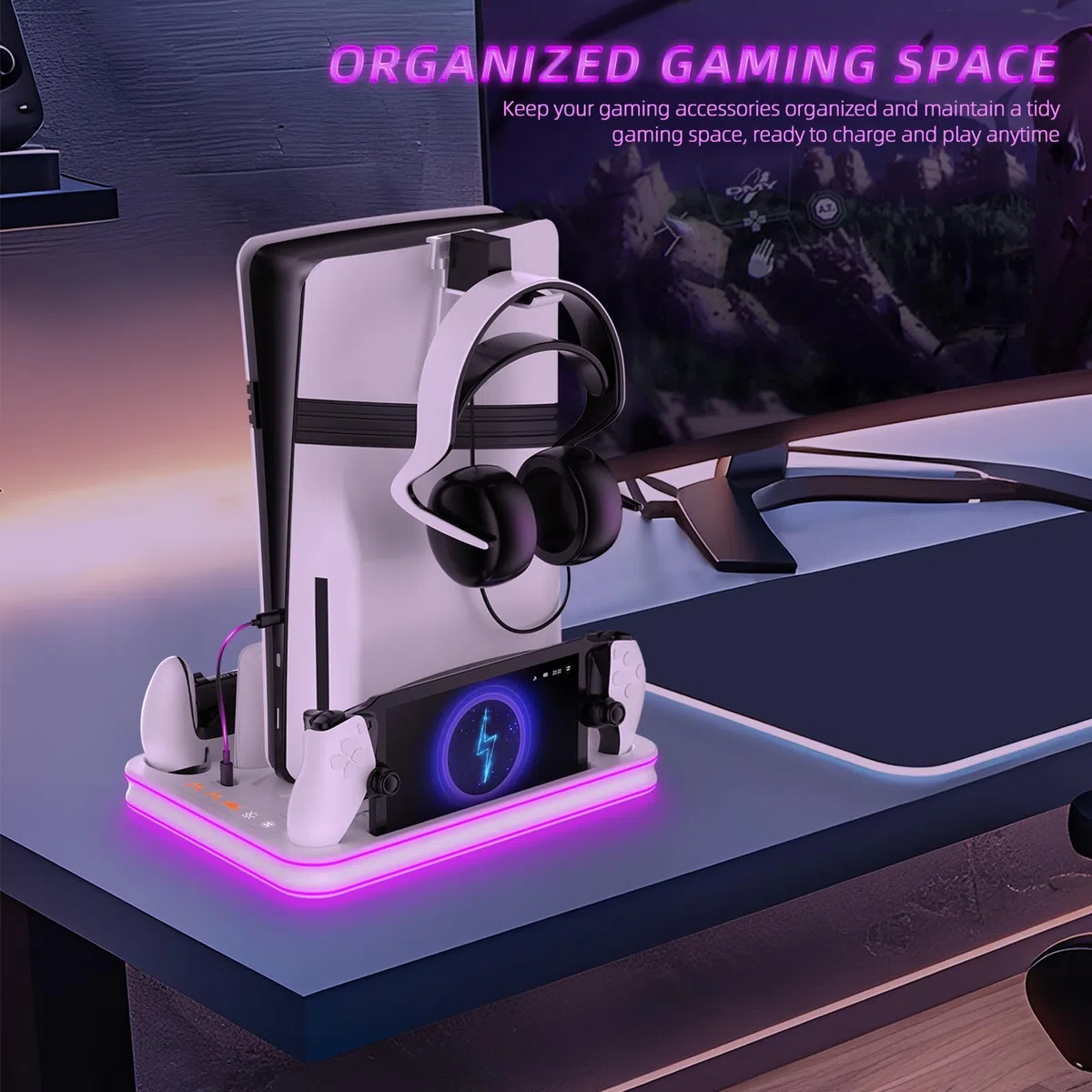 Supporto e stazione di raffreddamento per PS5 / PS5 Slim / PS5 Pro con controller LED stazione di ricarica