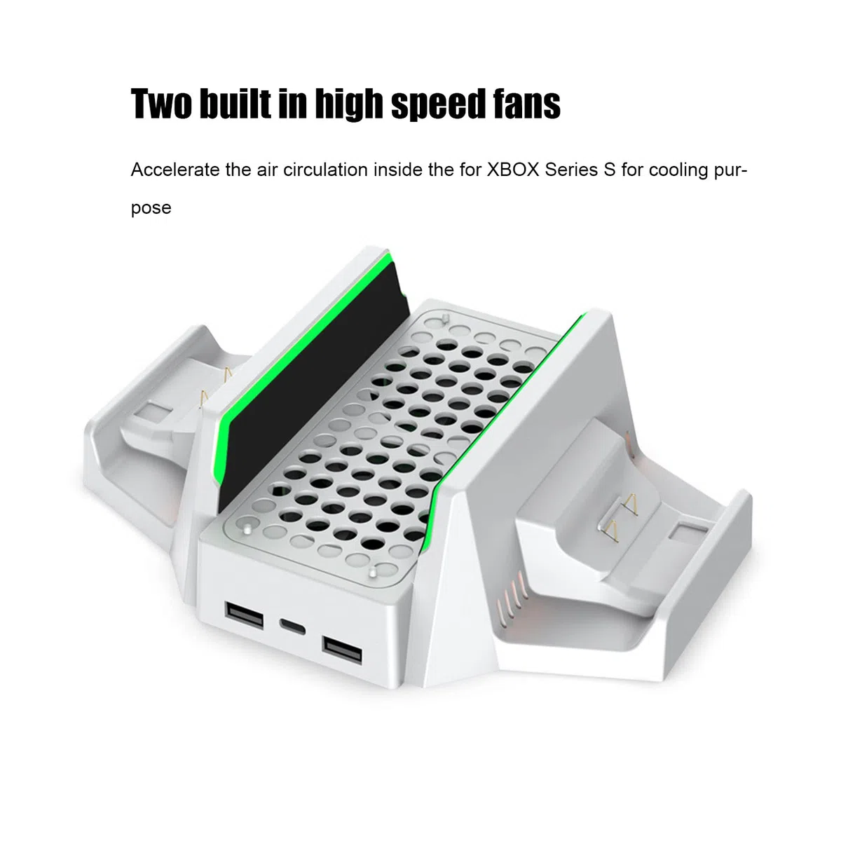 Supporto per Ventola di Raffreddamento Verticale per Console di Gioco XboxSeries S con Stazione di Ricarica per Doppio Controller, Trasmissione Dati Caricatore USB a velocità