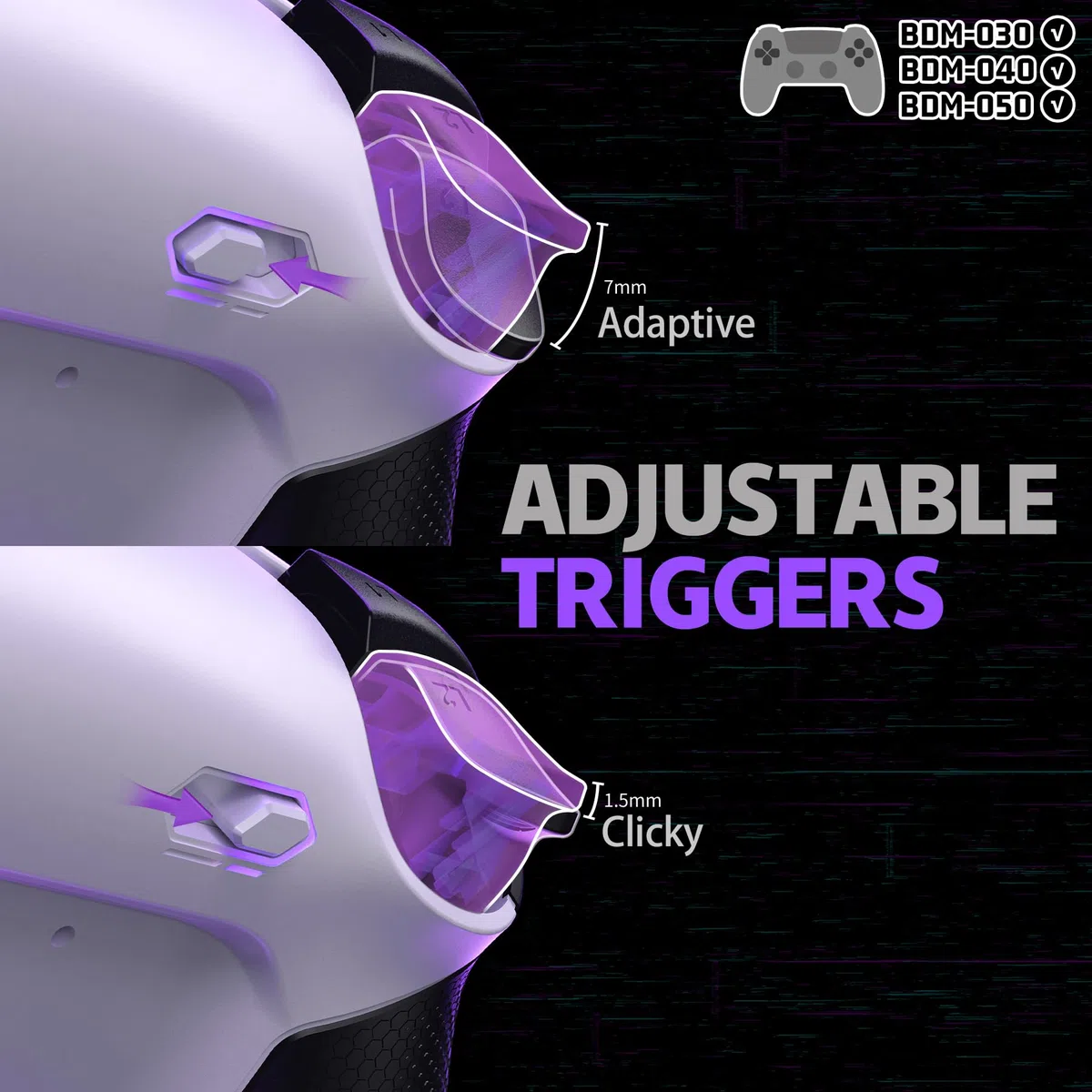 eXtremeRate RISE Plus MAX Tasti Aggiuntivi Clicky Trigger Stop per ps5 Controller BDM-030/040/050,Palette Posteriori Back Button Remap Kit per ps5 Joystick-Senza Controller-Bianco Nero