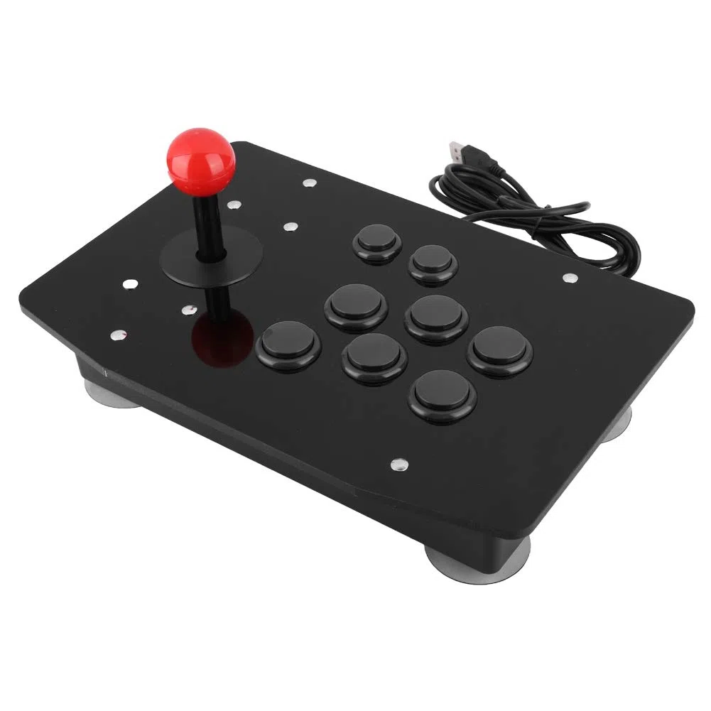 Tosuny Controller di giochi USB Stick per giochi, stick da combattimento con 8 pulsanti, controller per controller di gioco con pulsanti tipo scheda 3D per PC
